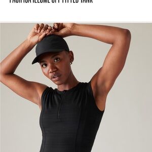 Athleta size S black Pacifica top with sheering at waist